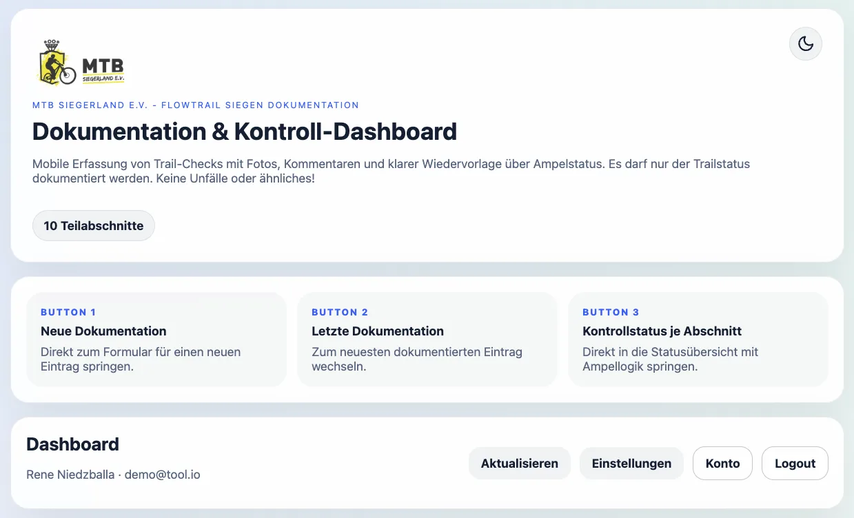 Die Startansicht in deinem Account